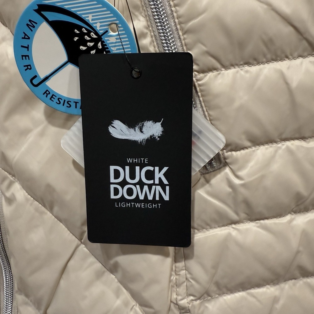 My Anorak Womens Large White Duck Down Lightweight Full Zip Cream Puffer Vest - Picture 3 of 11